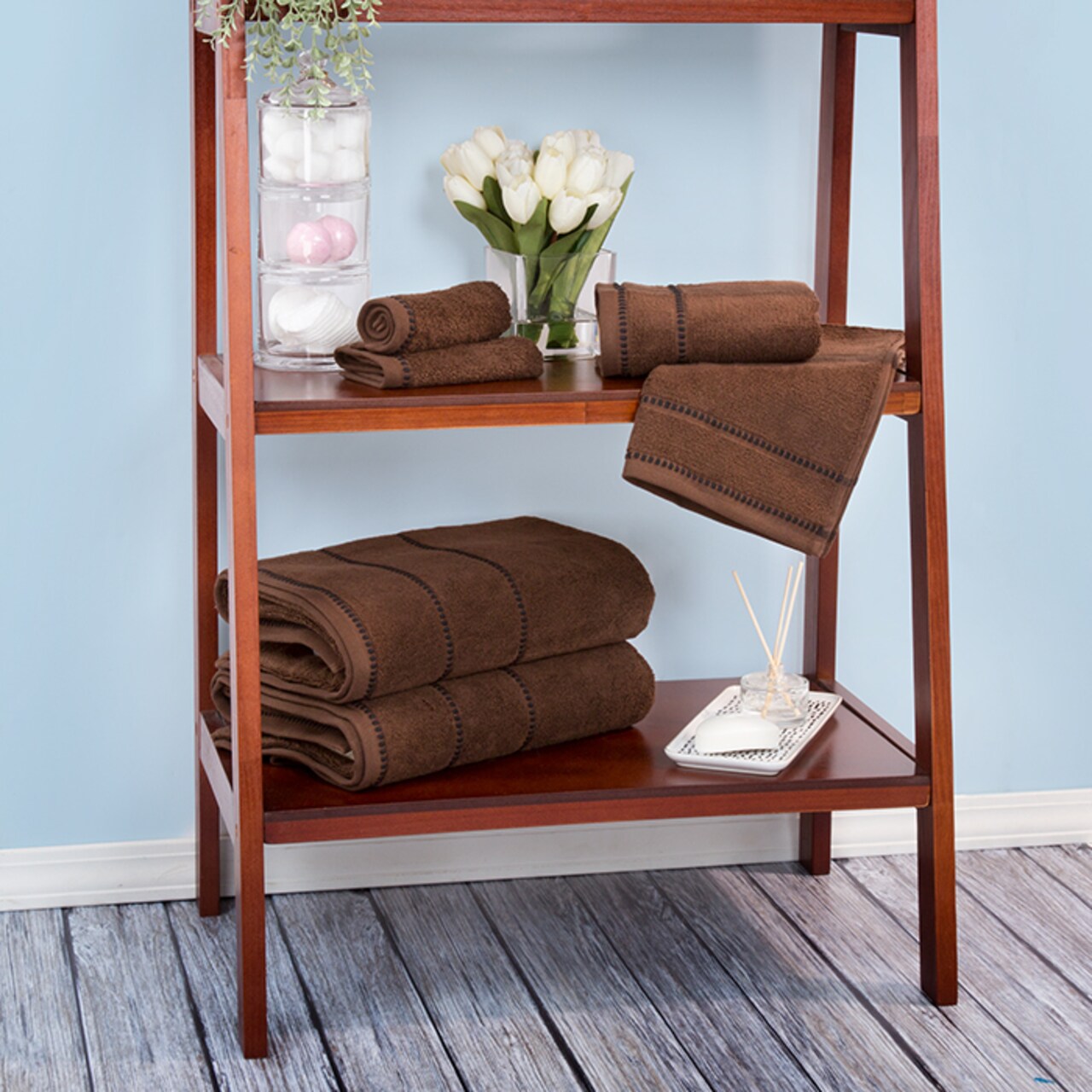 Lavish Home 6 Piece Quick Dry Cotton Towel Set Chocolate 100% Egyptian Cotton